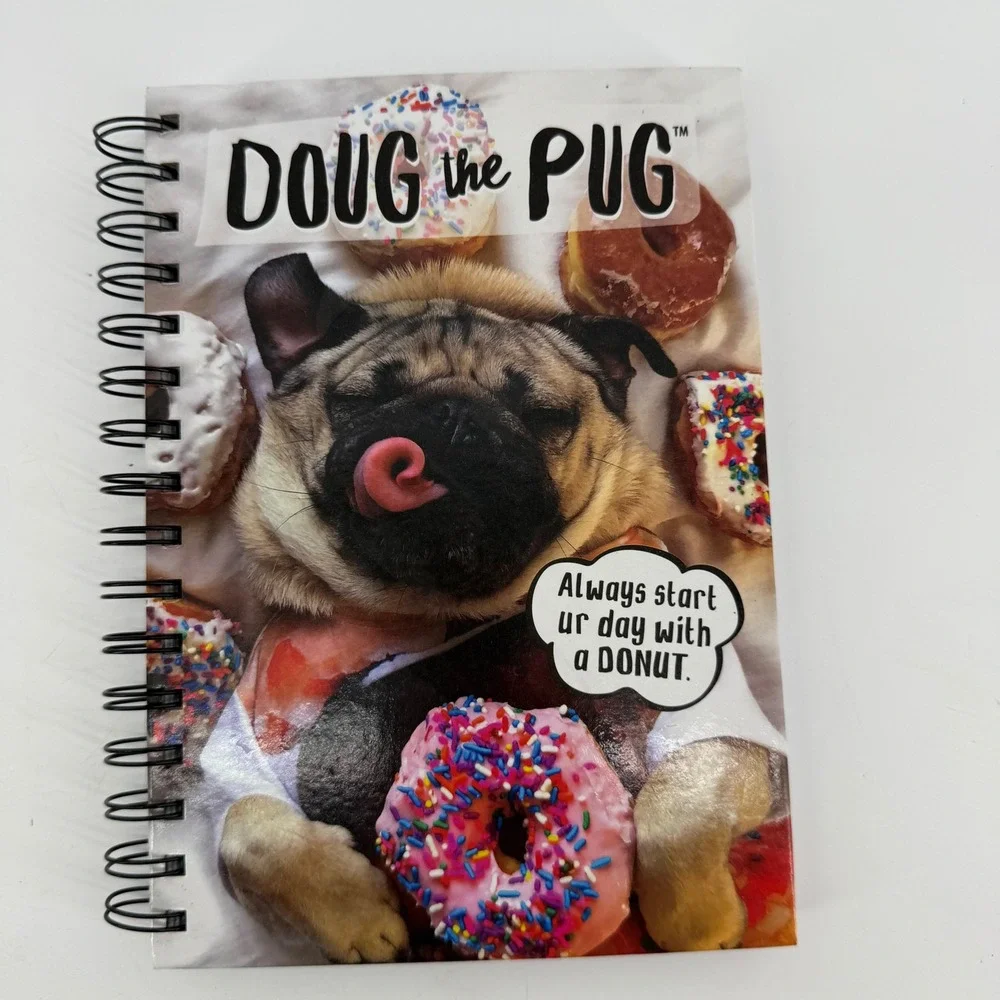 Doug the Pug Spiral Notebook Donut Pug Life Lined Journal Inkology 500158 8x6